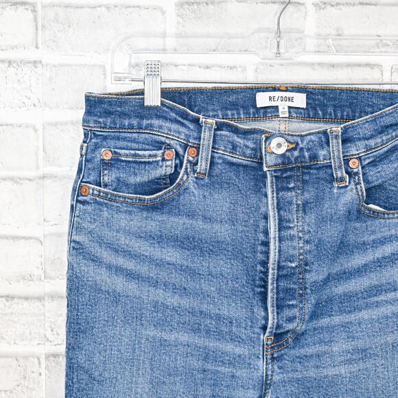 RE/DONE Women's 90s High Rise Ankle Crop Denim Jeans Distressed size 31 - Picture 8 of 13